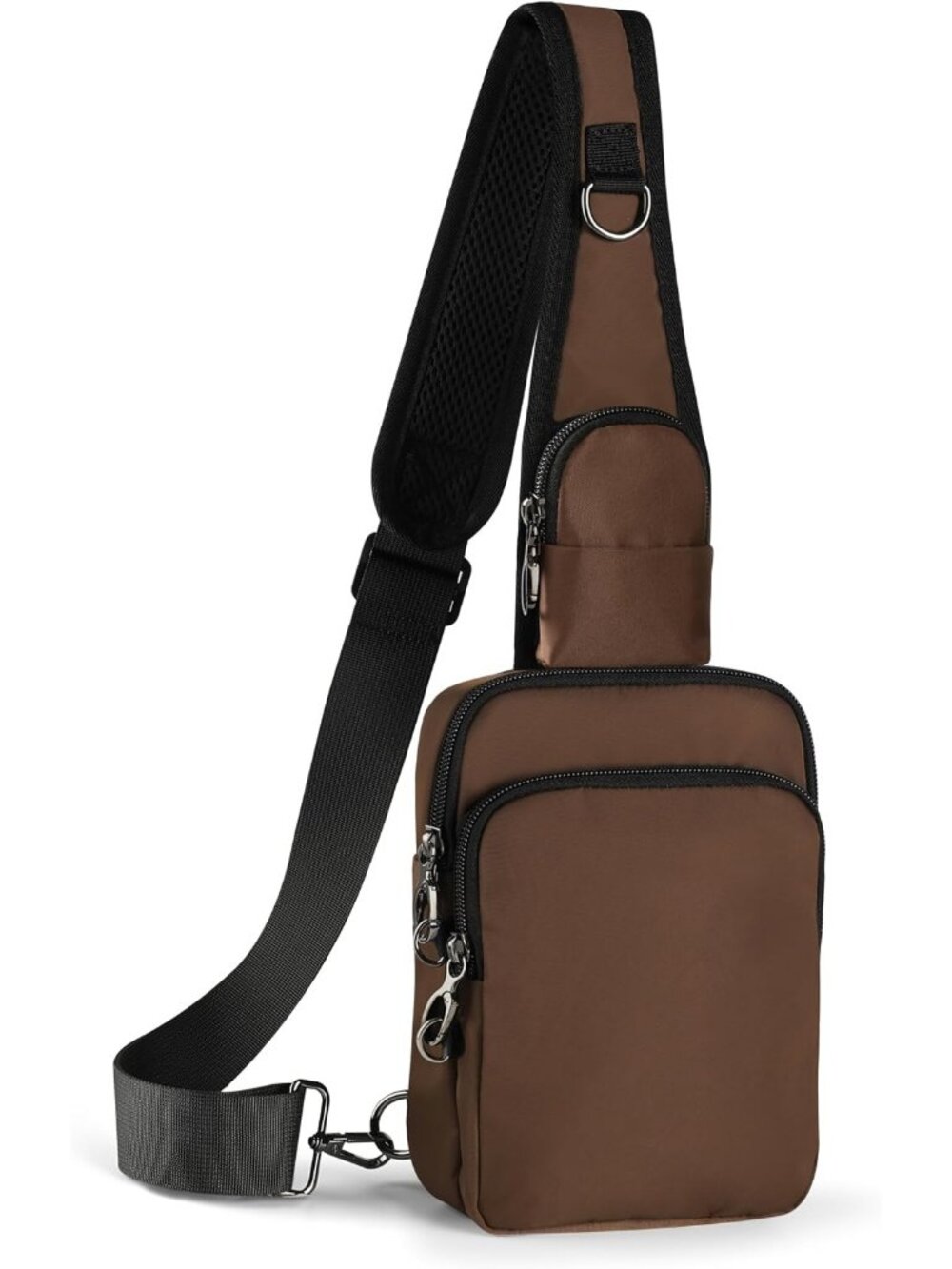 Men's Brown Sling Crossbody Bag RFID Water Resistant Waist Packs With Zipper